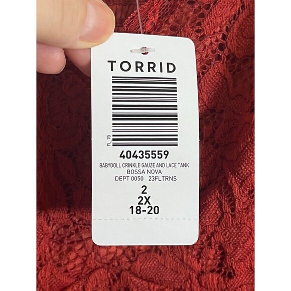 Torrid Top Women 2X Orange Babydoll Boho Hippie Indie Western Feminine Floral - Picture 9 of 12